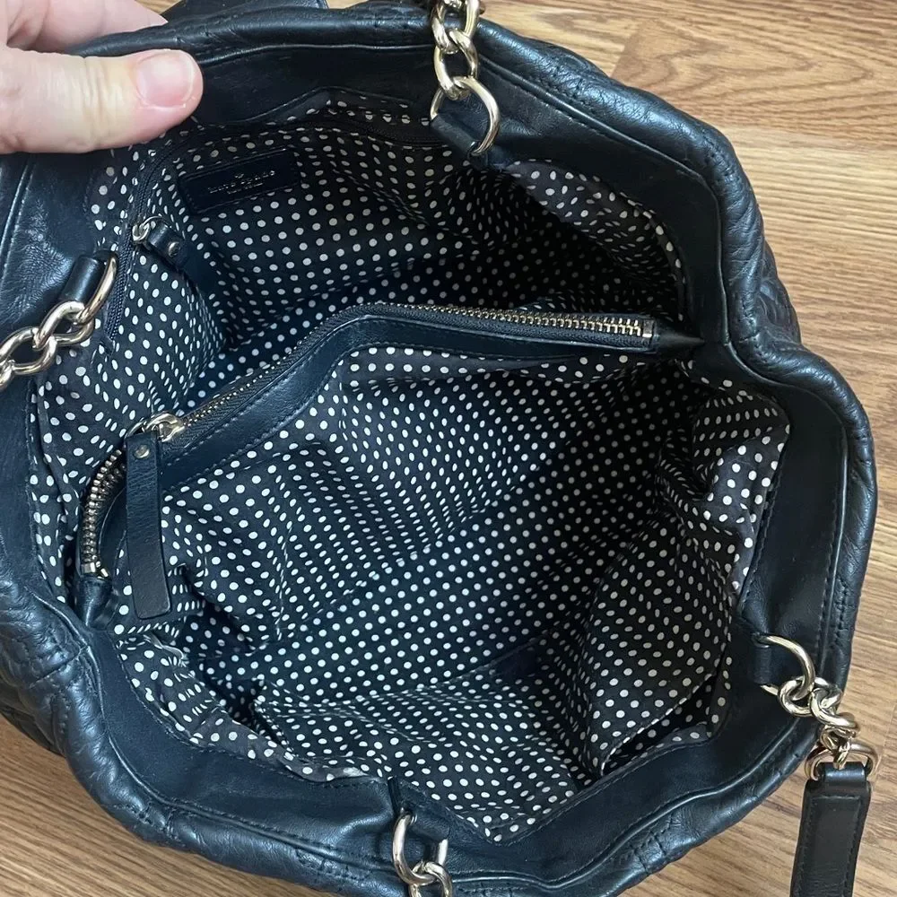 Kate Spade Elena Astor Court Black Quilted Leather Chain Shoulder Tote Bag